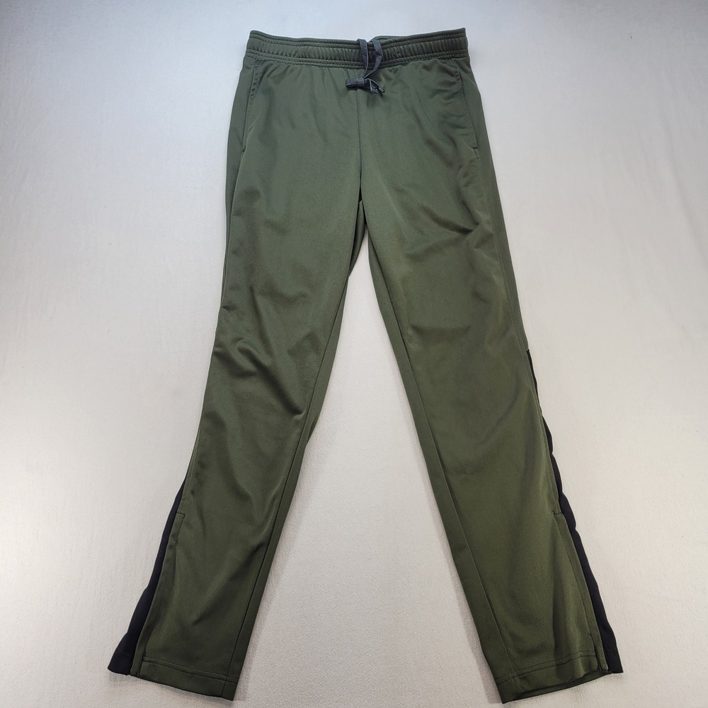 Athletic Works Track Pants Mens Medium 32-34 Green Active Ankle Zip Side Stripe